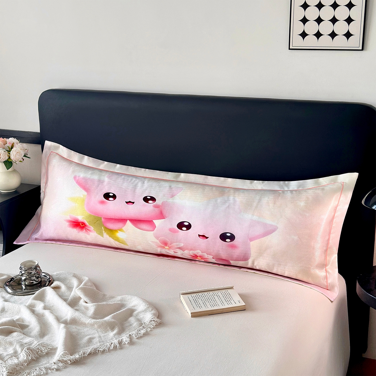 乐居家纺 2025新款凉感高密冰丝双人印花枕套+内芯 海宝宝