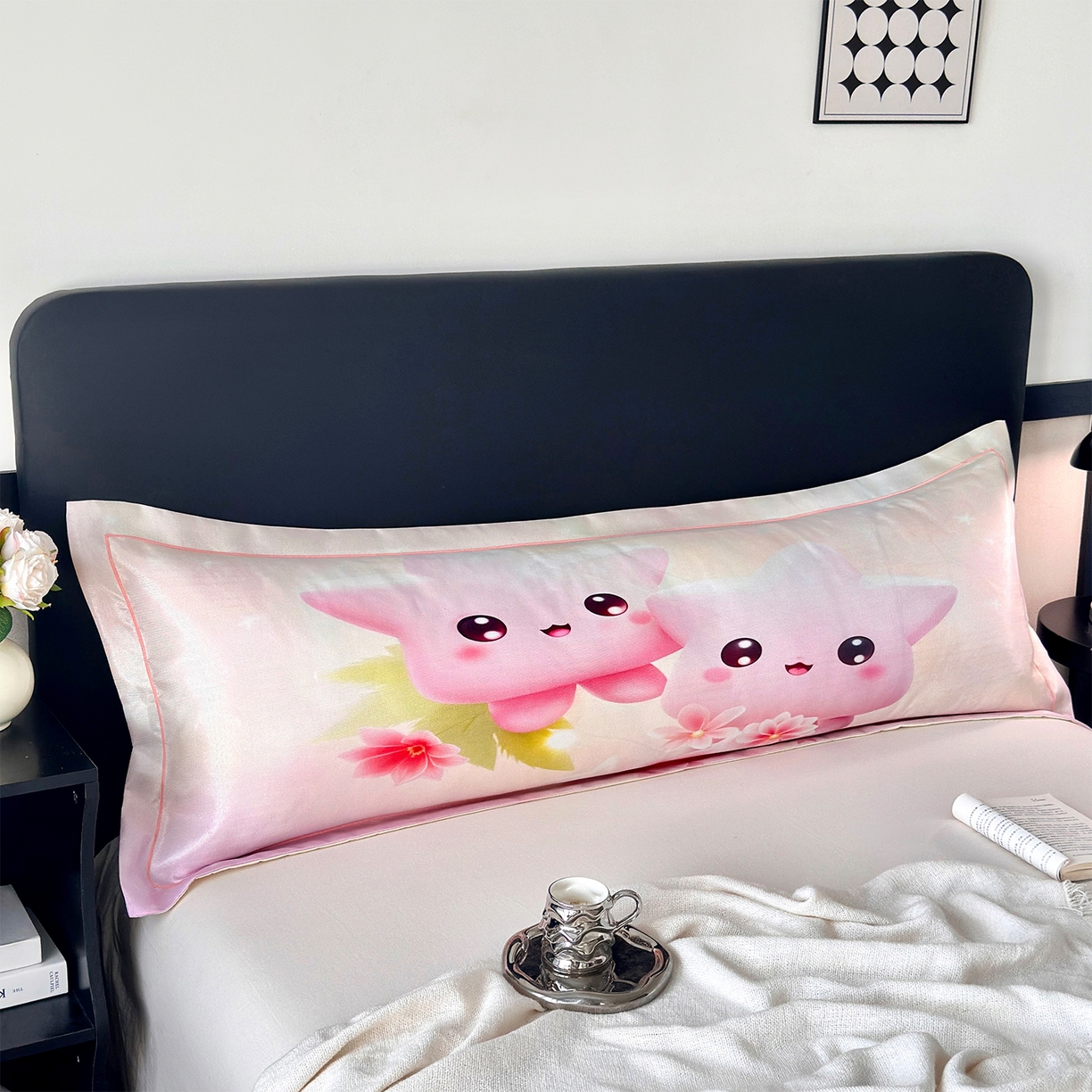 91家纺网 家纺一手货源 找家纺 乐居家纺 2025新款凉感高密冰丝双人印花枕套+内芯 海宝宝