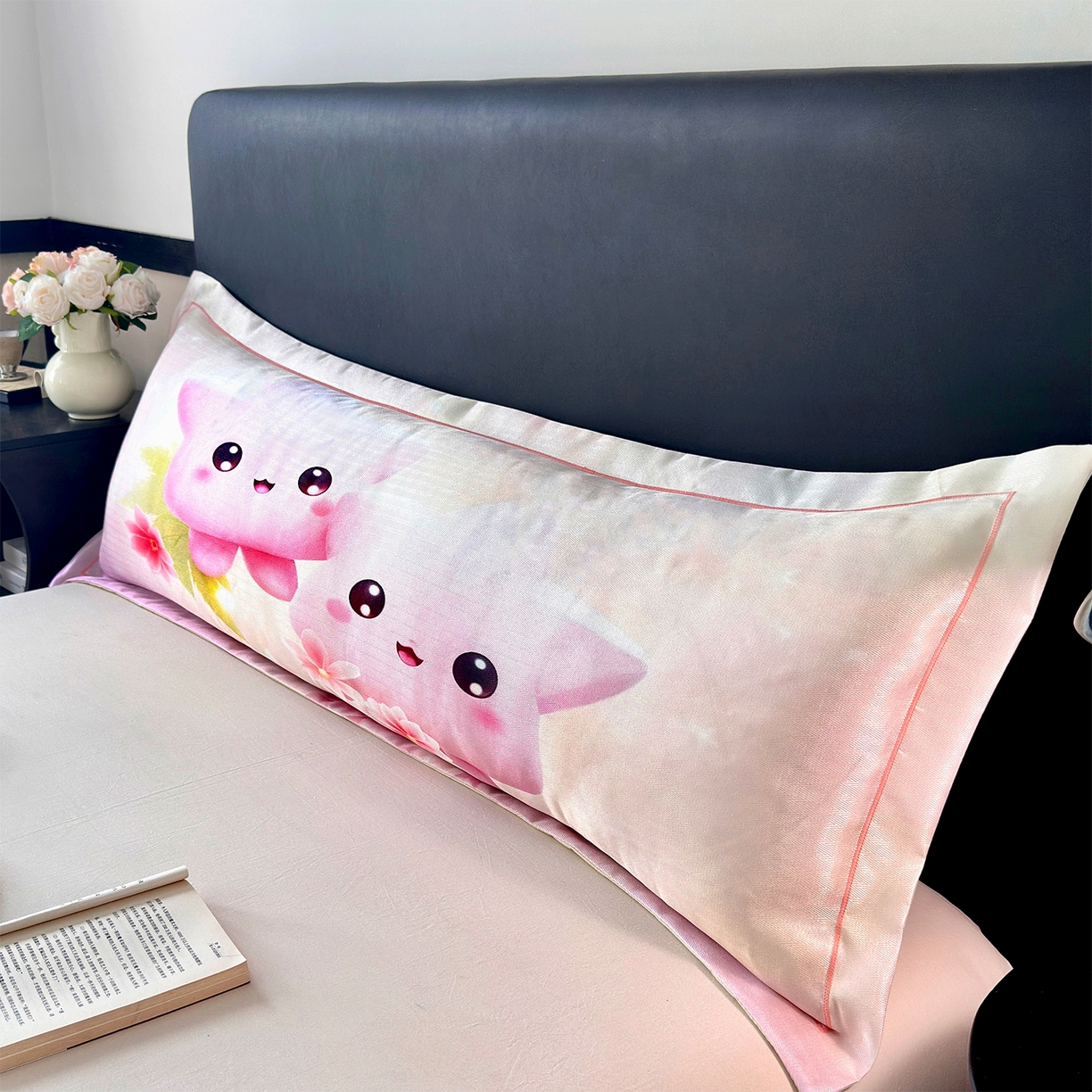 91家纺网 家纺一手货源 找家纺 乐居家纺 2025新款凉感高密冰丝双人印花枕套+内芯 海宝宝