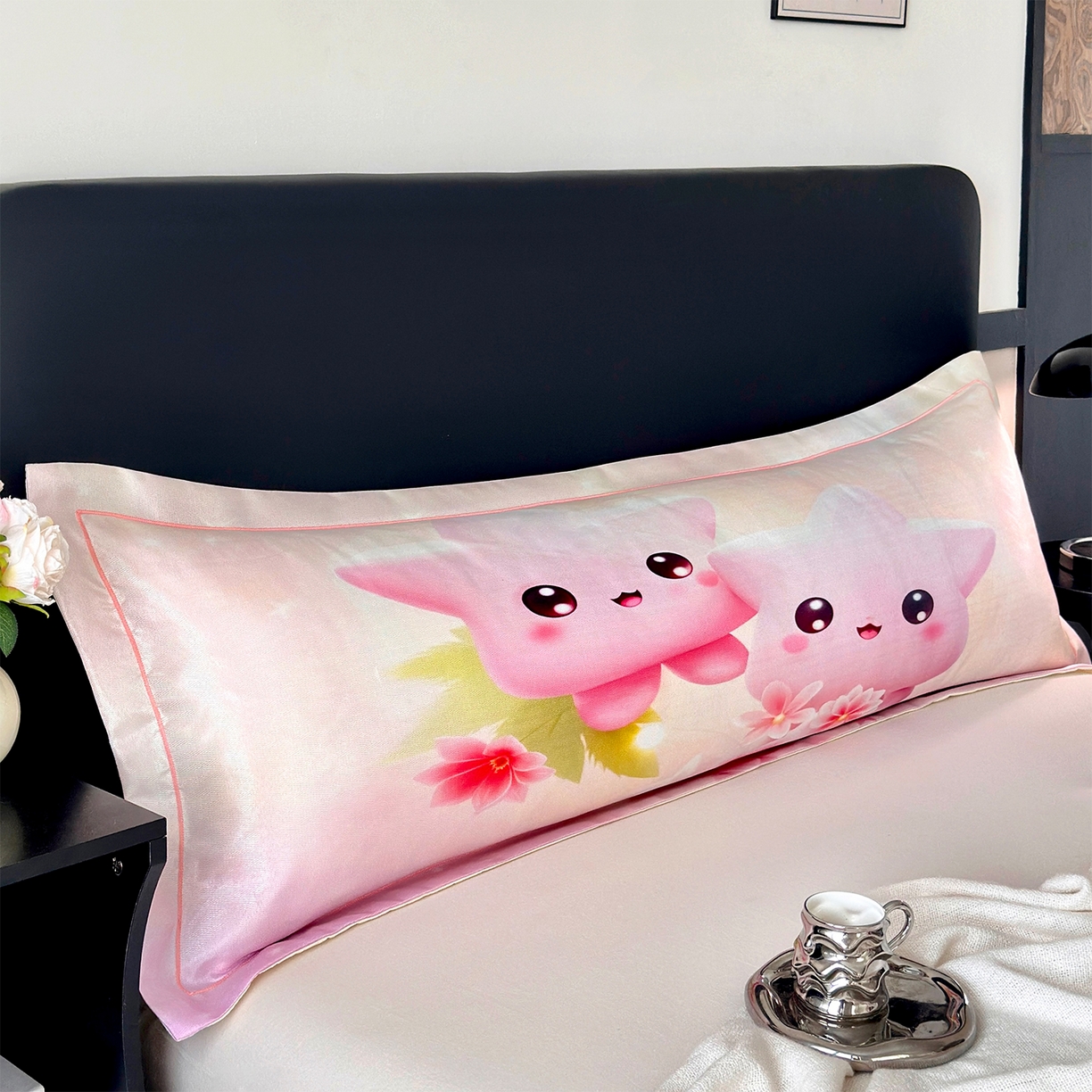 91家纺网 家纺一手货源 找家纺 乐居家纺 2025新款凉感高密冰丝双人印花枕套+内芯 海宝宝