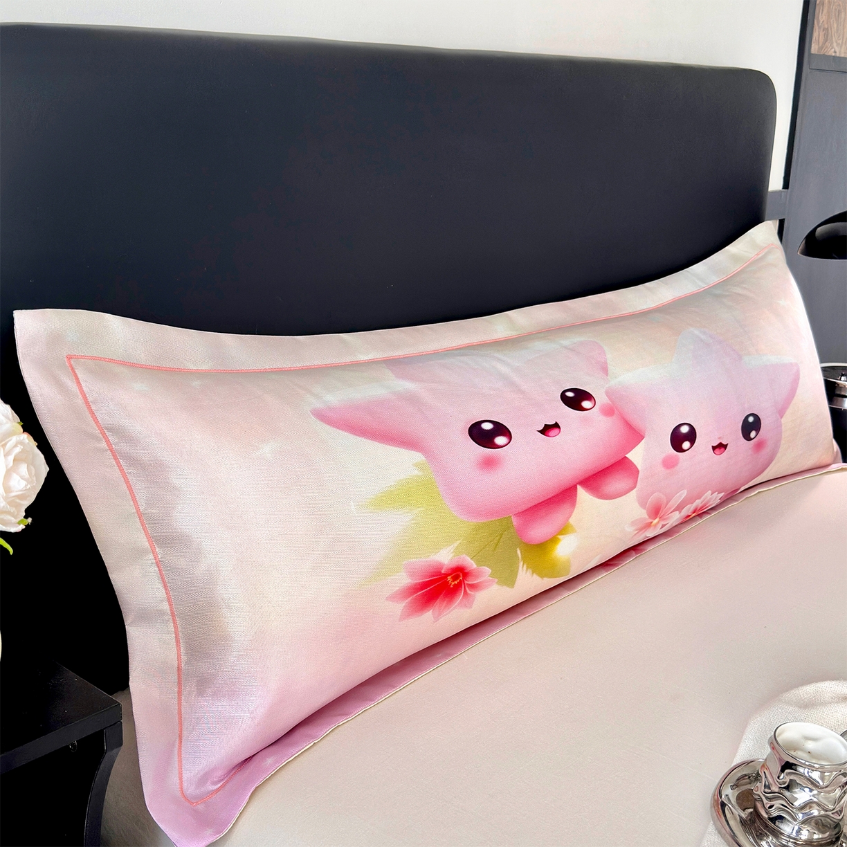 91家纺网 家纺一手货源 找家纺 乐居家纺 2025新款凉感高密冰丝双人印花枕套+内芯 海宝宝