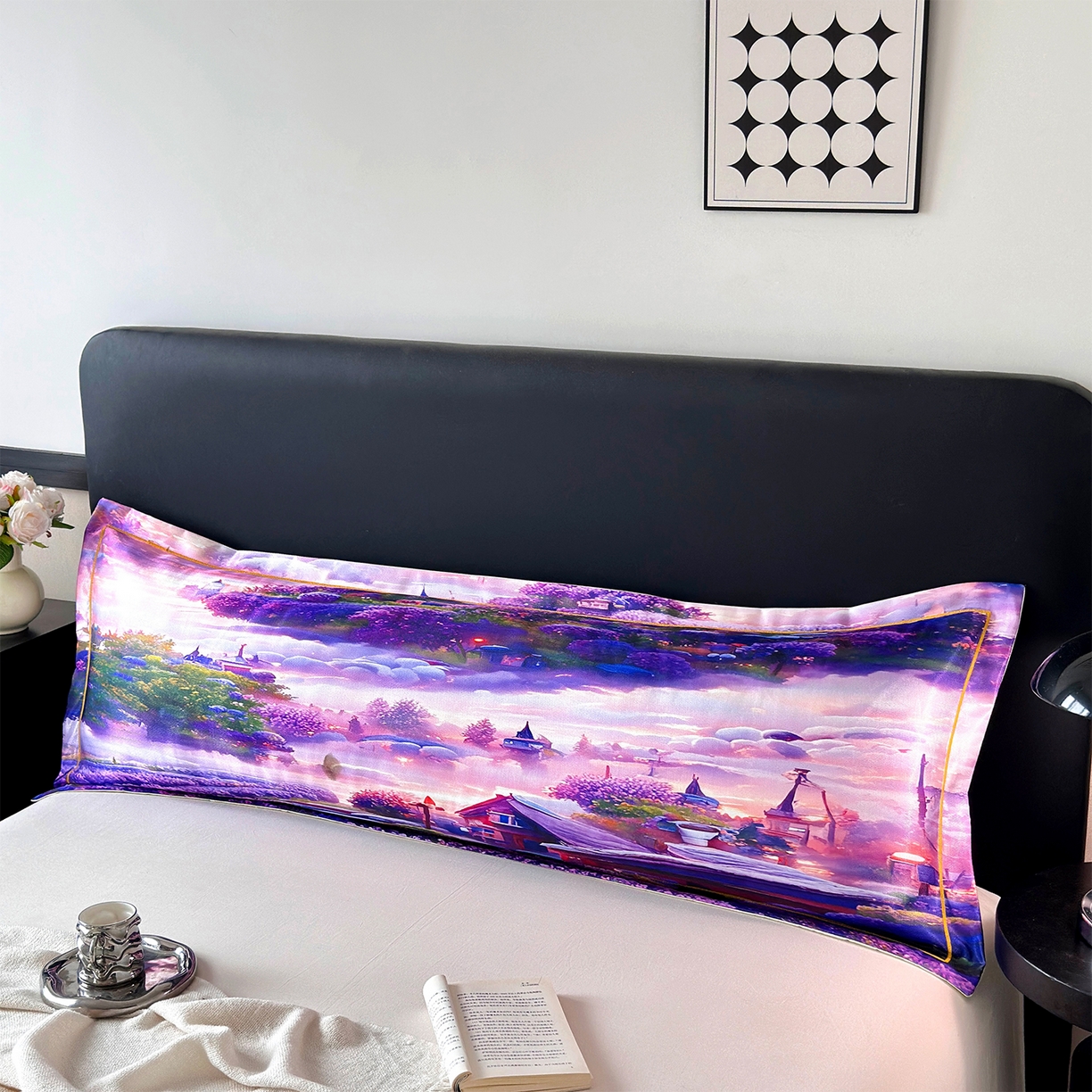 91家纺网 家纺一手货源 找家纺 （总）乐居家纺 2025新款凉感高密冰丝双人印花枕套+内芯