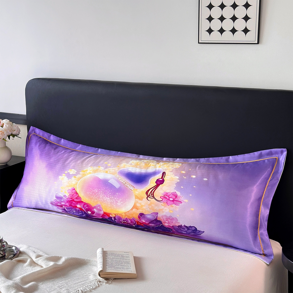 91家纺网 家纺一手货源 找家纺 （总）乐居家纺 2025新款凉感高密冰丝双人印花枕套+内芯