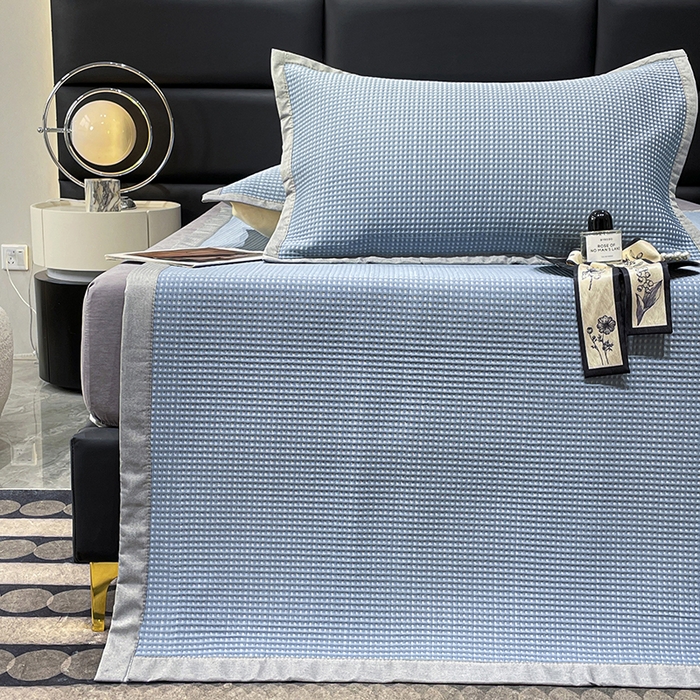 91家纺网 家纺一手货源 找家纺 乐居家纺 2025新款3D凉豆豆床凉席系列 蓝色