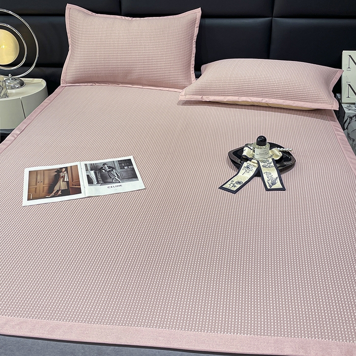 91家纺网 家纺一手货源 找家纺 乐居家纺 2025新款3D凉豆豆床凉席系列 粉色