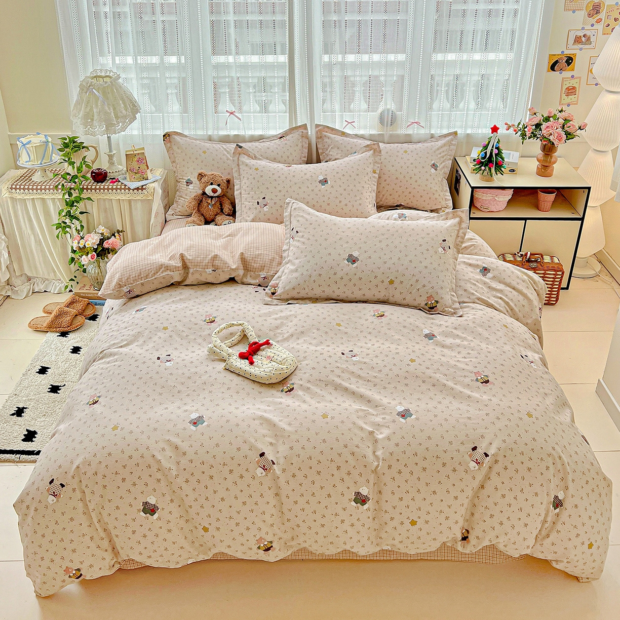 依庭2025春夏新款12868全棉纯棉四件套 莱迪熊-粉