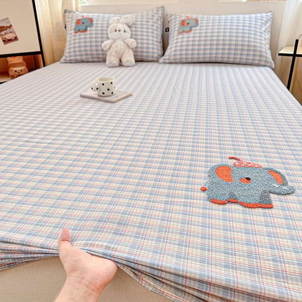 91家纺网 家纺一手货源 找家纺 （总）乐美家纺 2025秋冬新款全棉色织水洗棉床笠三件套系列