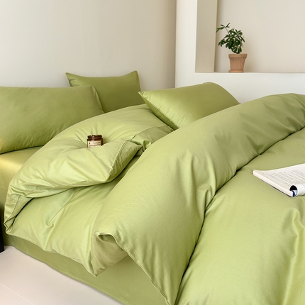 91家纺网 家纺一手货源 找家纺 （总）兰紫橙家纺 2025新款简约款13372喷气全棉纯色双拼四件套