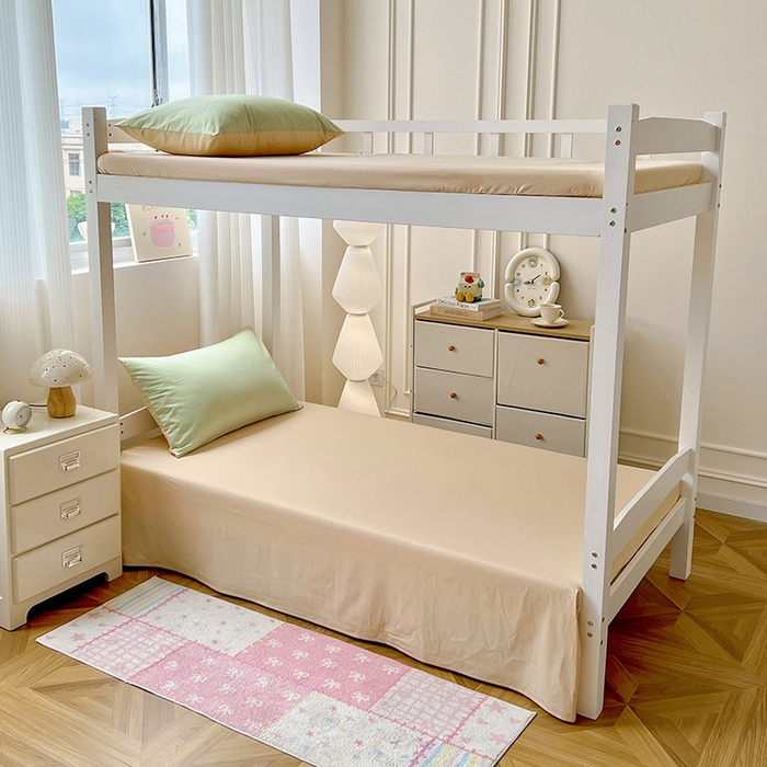 91家纺网 家纺一手货源 找家纺 泽西家纺 2025新款A类加密全棉40支13376简约风宿舍双拼纯色纯棉学生三件套 橄榄绿+奶茶