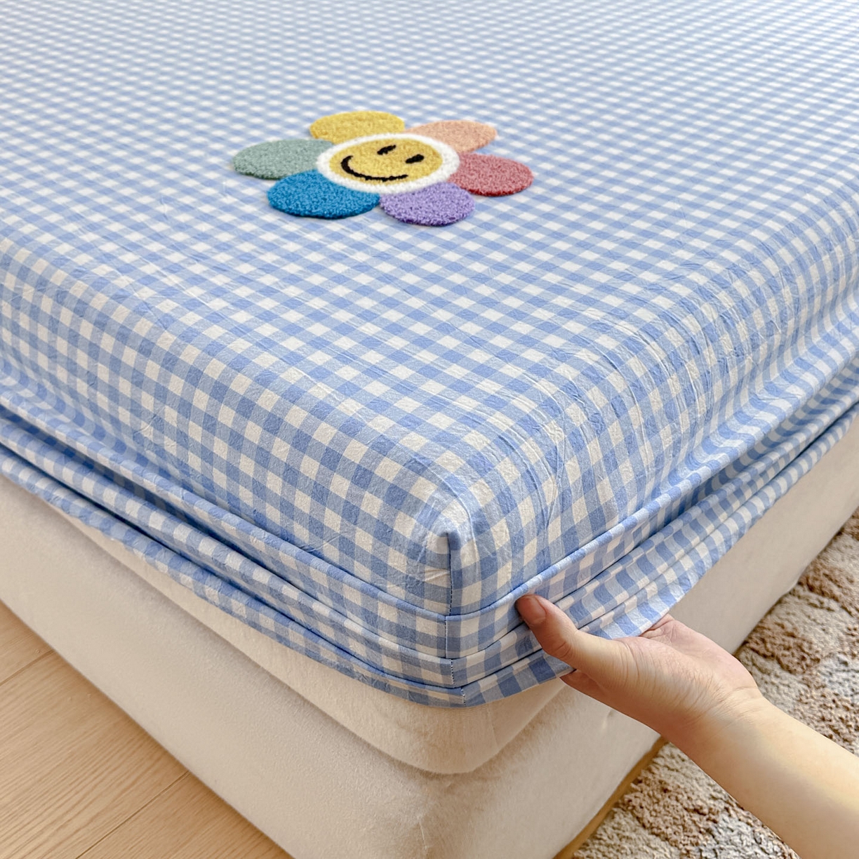 91家纺网 家纺一手货源 找家纺 （总）乐美家纺 2025秋冬新款全棉色织水洗棉床笠三件套系列