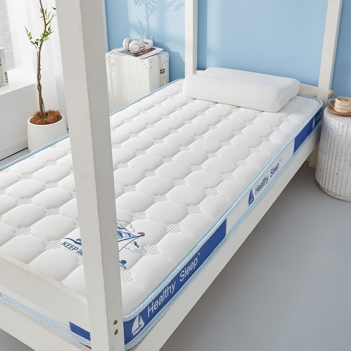 91家纺网 家纺一手货源 找家纺 艺博床垫 2025新款一帆风顺帆船标学生床垫 一帆风顺帆船标白色