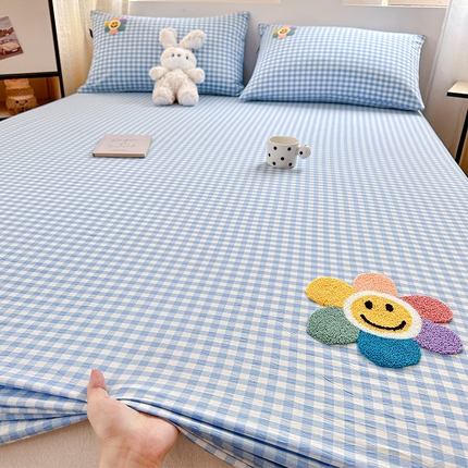 91家纺网 家纺一手货源 找家纺 （总）乐美家纺 2025秋冬新款全棉色织水洗棉床笠三件套系列