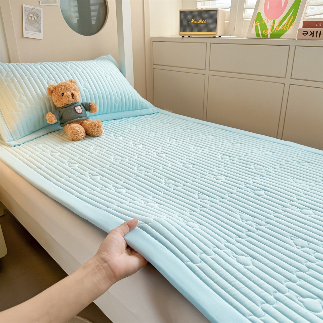 91家纺网 家纺一手货源 找家纺 （总）雯豆家纺 2025新款学生宿舍夹棉床褥薄垫子上下铺床单人床护垫