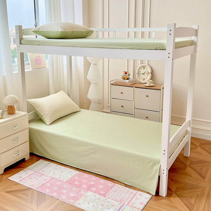 91家纺网 家纺一手货源 找家纺 泽西家纺 2025新款A类加密全棉40支13376简约风宿舍双拼纯色纯棉学生三件套 米黄+橄榄绿