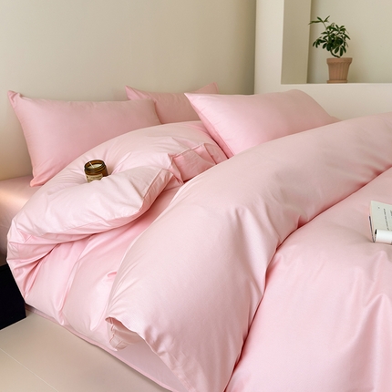 91家纺网 家纺一手货源 找家纺 （总）兰紫橙家纺 2025新款简约款13372喷气全棉纯色双拼四件套