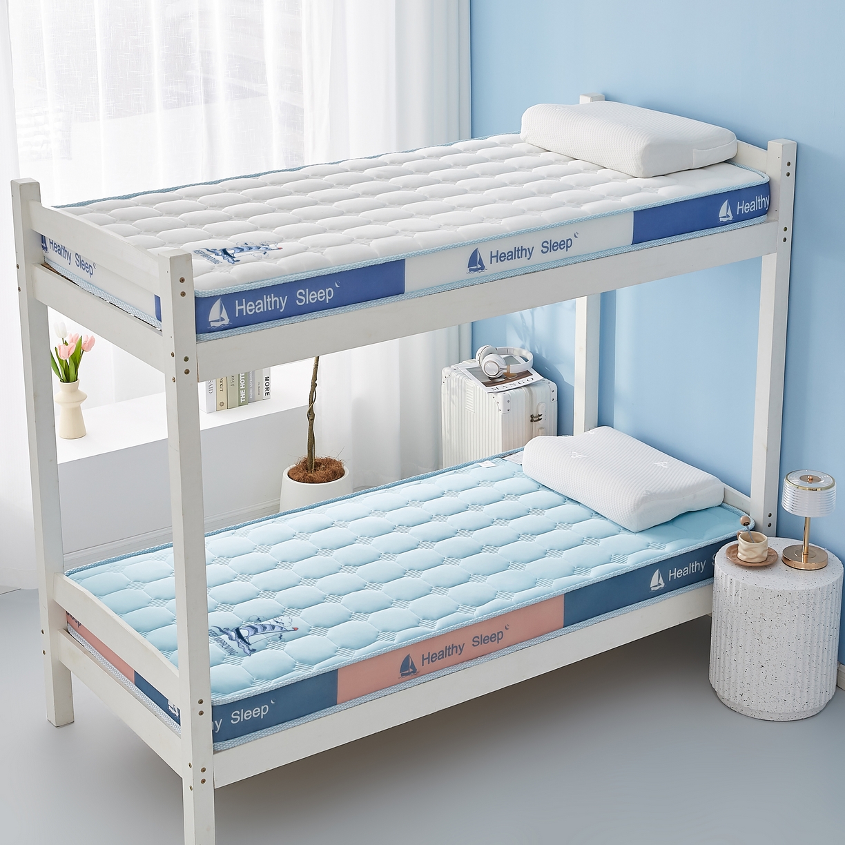 91家纺网 家纺一手货源 找家纺 艺博床垫 2025新款一帆风顺帆船标学生床垫 一帆风顺帆船标蓝色