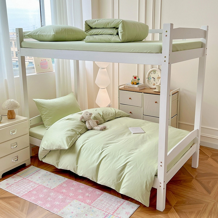 91家纺网 家纺一手货源 找家纺 泽西家纺 2025新款A类加密全棉40支13376简约风宿舍双拼纯色纯棉学生三件套 橄榄绿