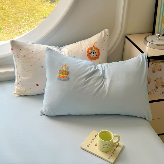 91家纺网 家纺一手货源 找家纺 百寐 2025新款亲肤柔软水洗棉卡通可爱学生季宿舍床三四件套非全棉毛巾绣 星空狮子