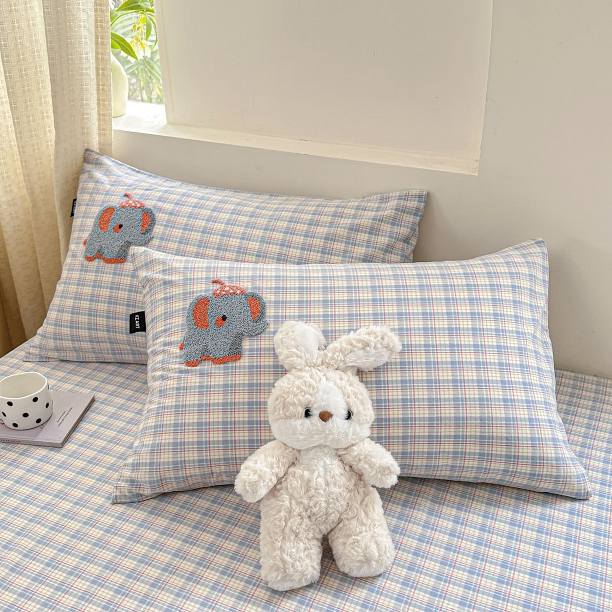 91家纺网 家纺一手货源 找家纺 乐美家纺 2025秋冬新款全棉色织水洗棉床笠三件套系列 吨吨象