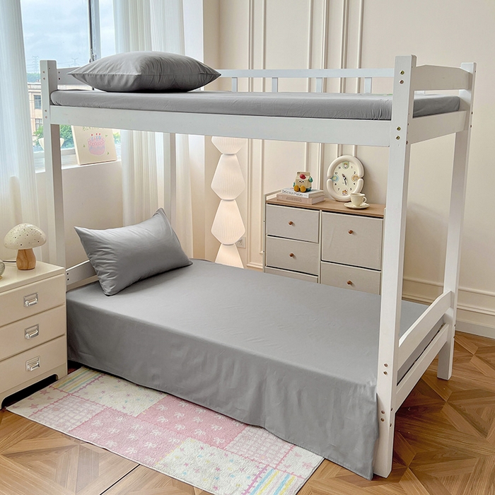 91家纺网 家纺一手货源 找家纺 泽西家纺 2025新款A类加密全棉40支13376简约风宿舍双拼纯色纯棉学生三件套 深灰