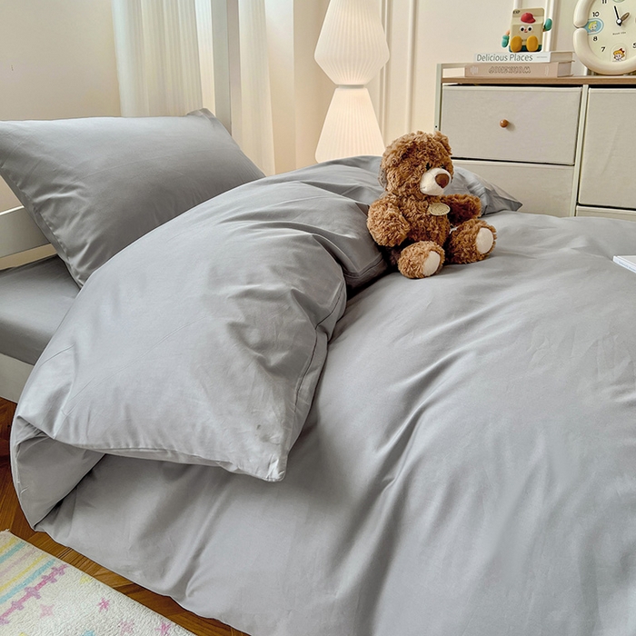 91家纺网 家纺一手货源 找家纺 泽西家纺 2025新款A类加密全棉40支13376简约风宿舍双拼纯色纯棉学生三件套 深灰