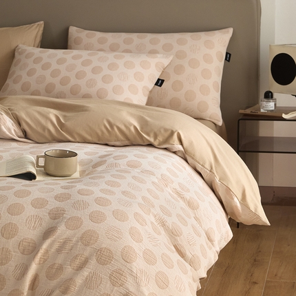 乐美家纺 2025秋冬新款三层纱大提花系列四件套 波妞-卡其