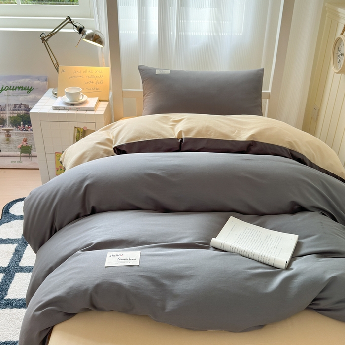 91家纺网 家纺一手货源 找家纺 （总）曼之夏 2025新款全棉拼色纯色宿舍学生三件套