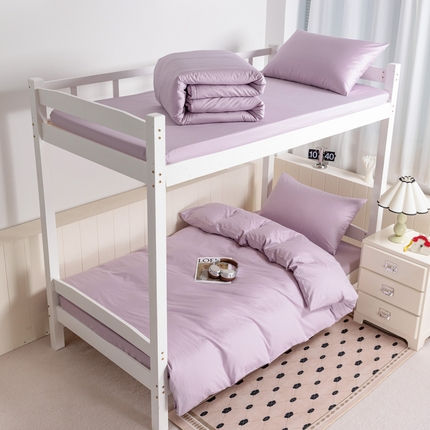 有点武功 2025新款全棉纯棉纯色40支13372床单床笠款学生三件套  绝绝紫