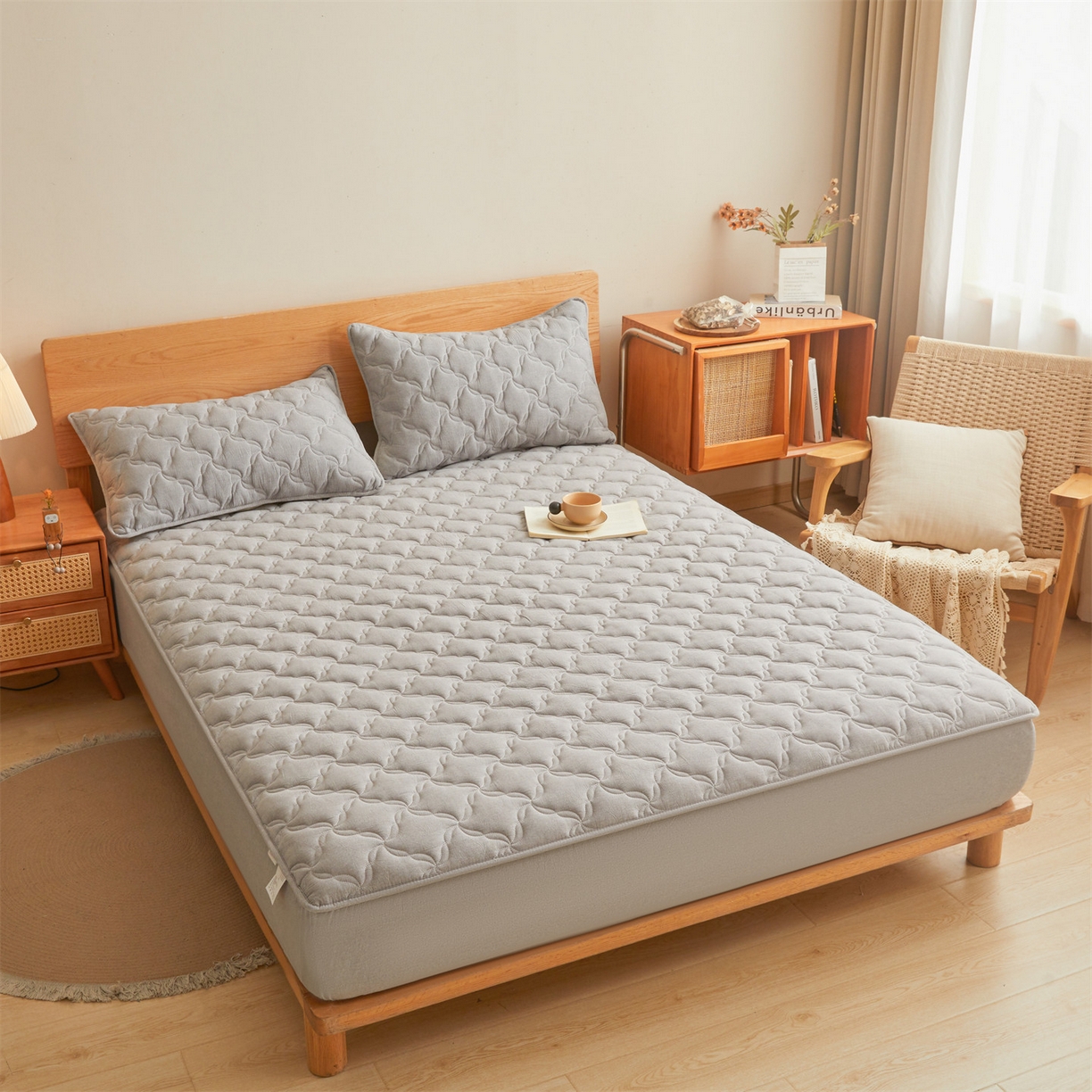 91家纺网 家纺一手货源 找家纺 （总）多谷家纺 2025新款纯棉色织大豆夹棉床笠