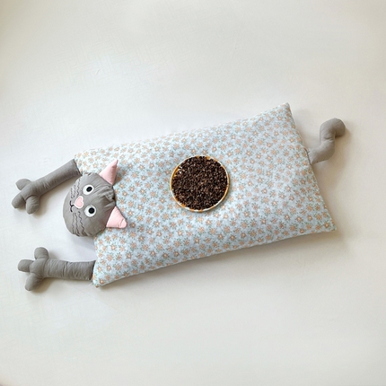 91家纺网 家纺一手货源 找家纺 （总）亦帆枕芯  2025新款哇噻猫-理想猫全棉纯棉双层纱甜荞麦枕芯卡通儿童学生成人护颈枕