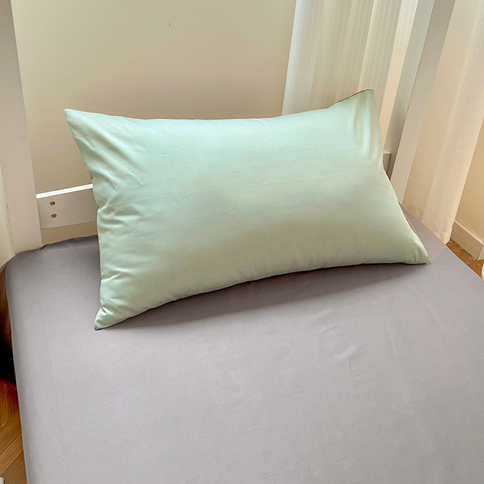 91家纺网 家纺一手货源 找家纺 泽西家纺 2025新款A类加密全棉40支13376简约风宿舍双拼纯色纯棉学生三件套 豆绿+高级灰