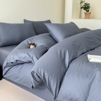 91家纺网 家纺一手货源 找家纺 （总）兰紫橙家纺 2025新款简约款13372喷气全棉纯色双拼四件套