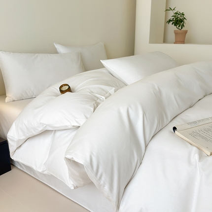 91家纺网 家纺一手货源 找家纺 （总）兰紫橙家纺 2025新款简约款13372喷气全棉纯色双拼四件套