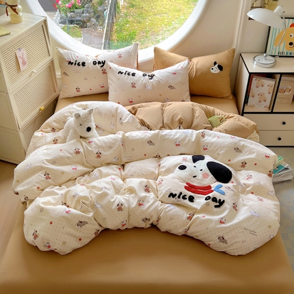91家纺网 家纺一手货源 找家纺 （总）百寐 2025新款亲肤柔软水洗棉卡通可爱学生季宿舍床三四件套非全棉毛巾绣