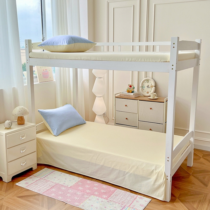 91家纺网 家纺一手货源 找家纺 泽西家纺 2025新款A类加密全棉40支13376简约风宿舍双拼纯色纯棉学生三件套 晴空蓝+米黄