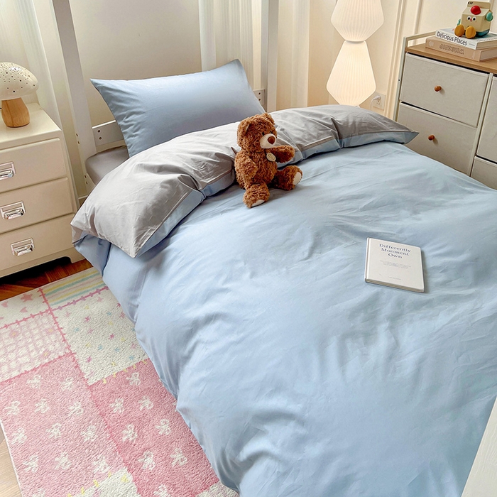 91家纺网 家纺一手货源 找家纺 （总）泽西家纺 2025新款A类加密全棉40支13376学生宿舍双拼纯色纯棉学生三件套