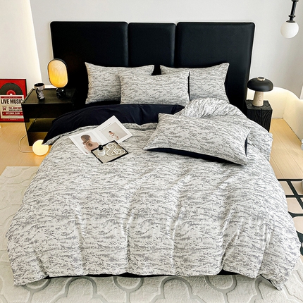 91家纺网 家纺一手货源 找家纺 静家居-简约原创家纺 2025新款全棉穿绳工艺大提花四件套-风格1 栀夏-蓝