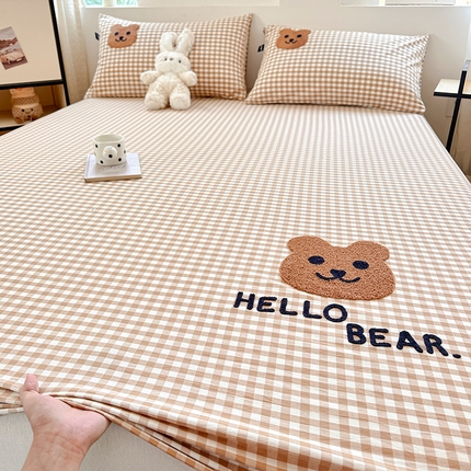 91家纺网 家纺一手货源 找家纺 （总）乐美家纺 2025秋冬新款全棉色织水洗棉床笠三件套系列