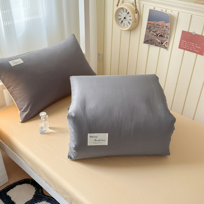 91家纺网 家纺一手货源 找家纺 （总）曼之夏 2025新款全棉拼色纯色宿舍学生三件套