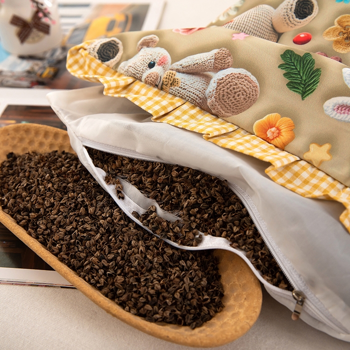 91家纺网 家纺一手货源 找家纺 （总）九州枕芯 2025新款5D数码印花小熊纯荞麦枕