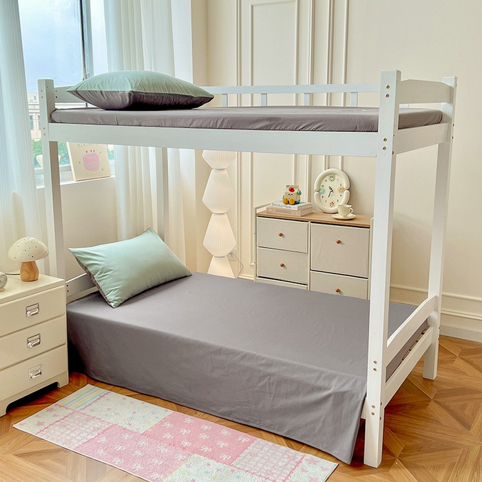 91家纺网 家纺一手货源 找家纺 泽西家纺 2025新款A类加密全棉40支13376简约风宿舍双拼纯色纯棉学生三件套 豆绿+高级灰