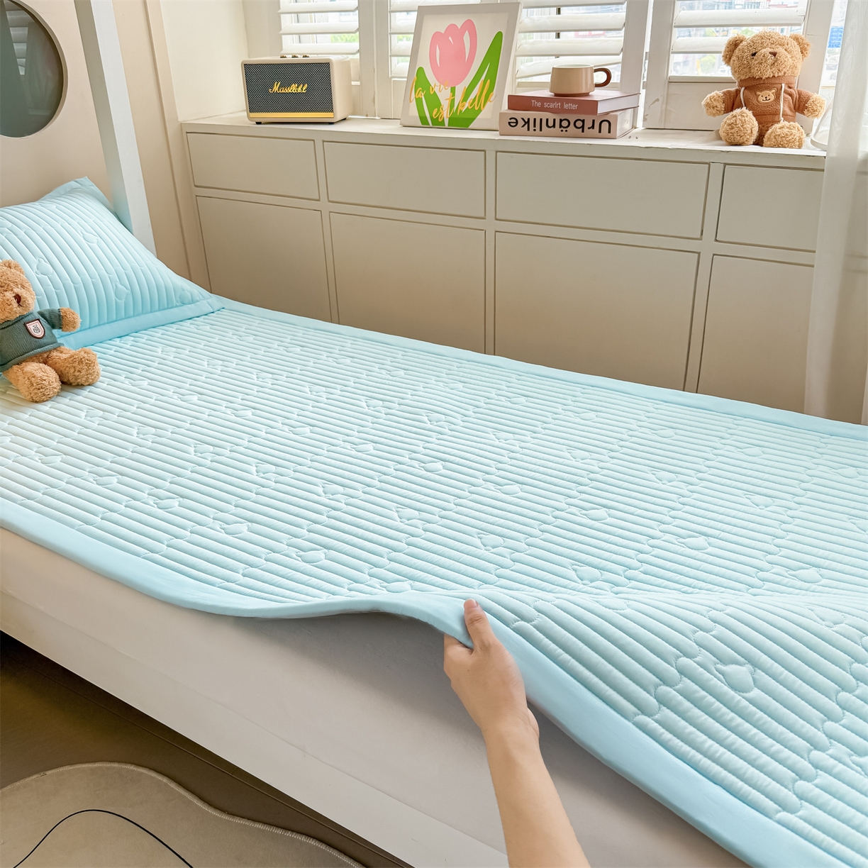 91家纺网 家纺一手货源 找家纺 （总）雯豆家纺 2025新款学生宿舍夹棉床褥薄垫子上下铺床单人床护垫