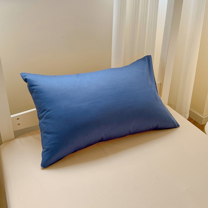 91家纺网 家纺一手货源 找家纺 泽西家纺 2025新款A类加密全棉40支13376简约风宿舍双拼纯色纯棉学生三件套 牛仔蓝+奶茶