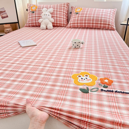 91家纺网 家纺一手货源 找家纺 （总）乐美家纺 2025秋冬新款全棉色织水洗棉床笠三件套系列