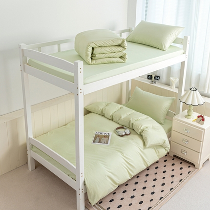 有点武功 2025新款全棉纯棉纯色40支13372床单床笠款学生三件套  清新绿