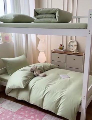 91家纺网 家纺一手货源 找家纺 泽西家纺 2025新款A类加密全棉40支13376简约风宿舍双拼纯色纯棉学生三件套 橄榄绿