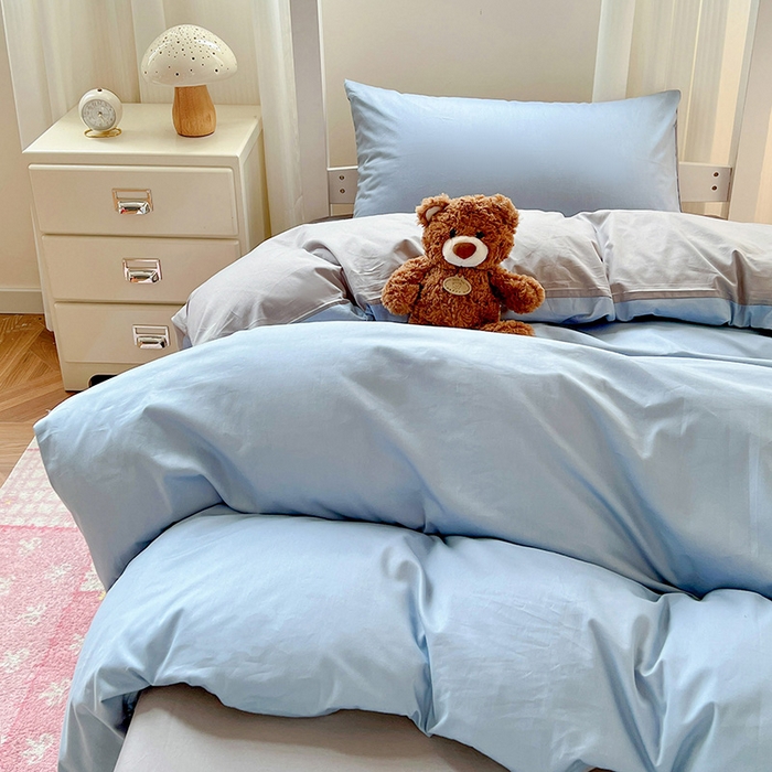 91家纺网 家纺一手货源 找家纺 （总）泽西家纺 2025新款A类加密全棉40支13376学生宿舍双拼纯色纯棉学生三件套