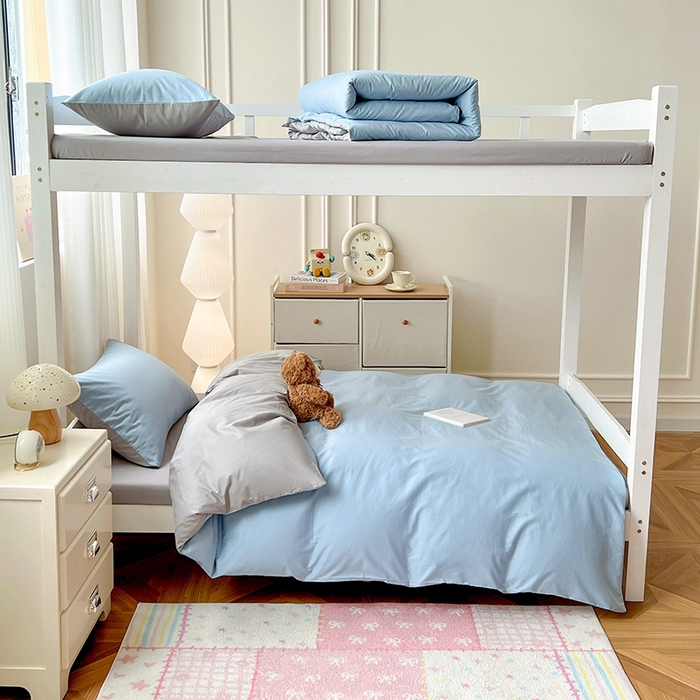 91家纺网 家纺一手货源 找家纺 （总）泽西家纺 2025新款A类加密全棉40支13376学生宿舍双拼纯色纯棉学生三件套