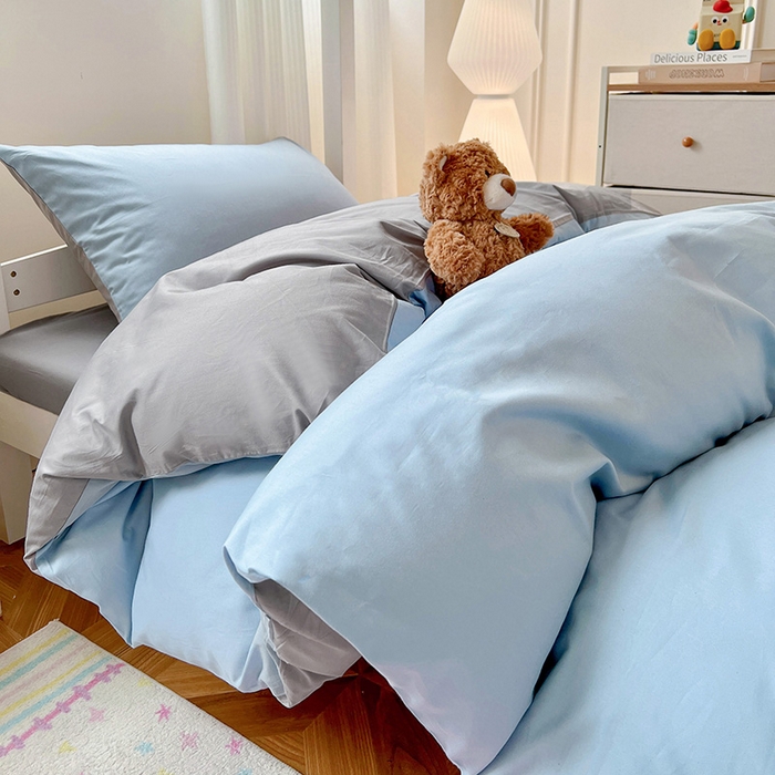 91家纺网 家纺一手货源 找家纺 （总）泽西家纺 2025新款A类加密全棉40支13376学生宿舍双拼纯色纯棉学生三件套