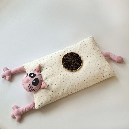 91家纺网 家纺一手货源 找家纺 （总）亦帆枕芯  2025新款哇噻猫-理想猫全棉纯棉双层纱甜荞麦枕芯卡通儿童学生成人护颈枕